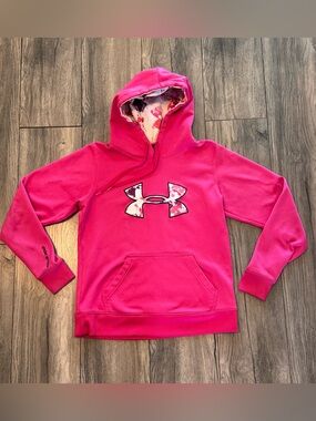 Under Armour Women’s ColdGear Hoodie Size Small Pink Pullover Sweatshirt